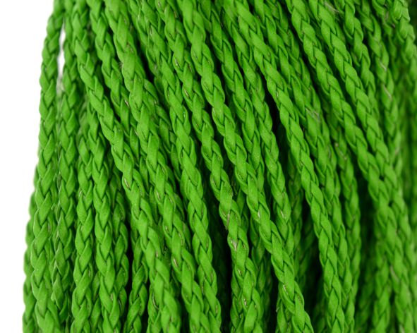 Fio cordão couro ecológico trançado 3 mm - Verde (5 metros)